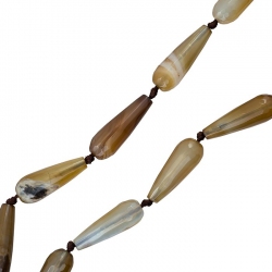 30mm Brown Semi Precious Agate Faceted Drop Beads 14"
