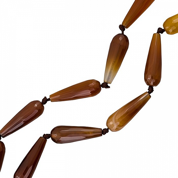 Semi Precious Drop Beads 30mm Faceted Natural Agate 14.5"