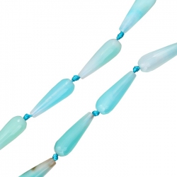 30mm Sky Blue Semi Precious Agate Drop Bead 14.5" Strand
