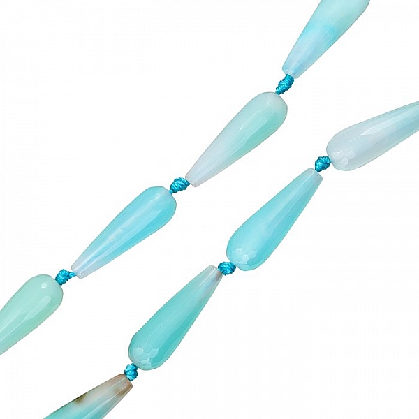 30mm Sky Blue Semi Precious Agate Drop Bead 14.5" Strand