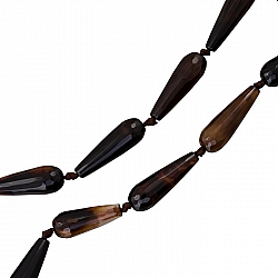 Dark Brown 30mm Semi Precious Agate Drop Bead 14" Strand