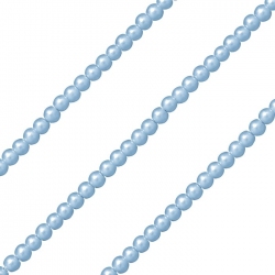 4mm Light Blue Glass Round Pearl Beads - On 33" Strand