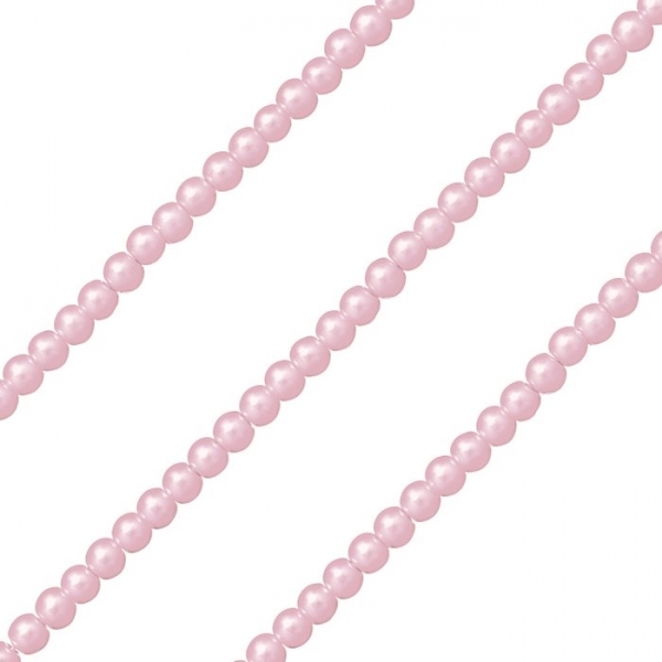 4mm Light Pink Glass Round Pearl Beads On 31.5" Strand