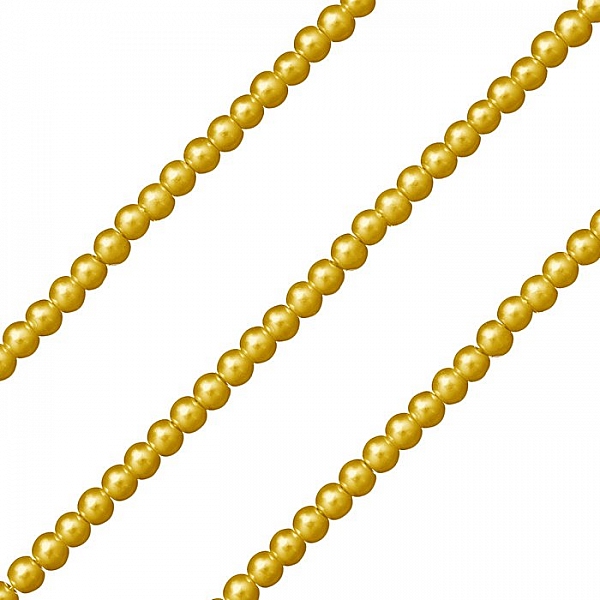 4mm Warm Gold Glass Round Pearl Beads - On 32.5" Strand