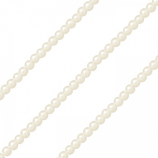 4mm Cream Glass Round Pearl Beads - On 32.5 Inch Strand