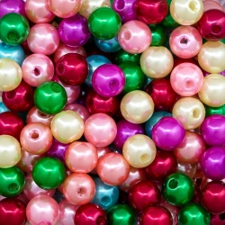 Multi Coloured Acrylic Faux Pearl Beads Mix 8mm 50g Bag