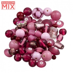 Assorted Glass, Acrylic & Metal Bead Mix Dark Pink 100g