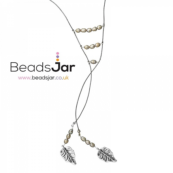 Freshwater Pearl & Tibetan Leaf Necklace by Beads Jar