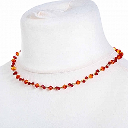 Red Coral Swarovski Crystal Bicone Necklace by Beads Jar