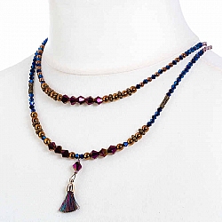 Double Strand Metallic Tassel Necklace by Beads Jar