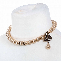 Swarovski Crystal Pearl Locked Heart Necklace by Beads Jar