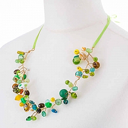 Bead Soup Wire Wrap Necklace Green Bead Mix by Beads Jar