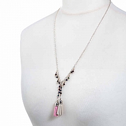 Jewelled Long Tassel Necklace Bicone Design by Beads Jar