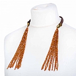 Regaliz Leather & Seed Bead Tassel Necklace by Beads Jar