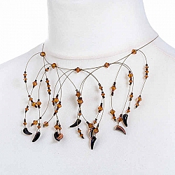 Firework Wire Necklace Crystal Bicones and Czech Tooth