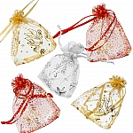Christmas Organza Drawstring Gift Bags 70x70mm PK6