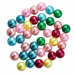 14mm Round Acrylic Faux Pearl Beads Mix Multi Coloured 50g