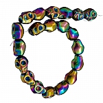 Hematite Skull Beads 10x8mm Metallic Rainbow 8" Strand