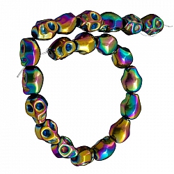 Hematite Skull Beads 10x8mm Metallic Rainbow 8" Strand