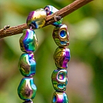 Hematite Skull Beads 10x8mm Metallic Rainbow 8" Strand