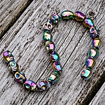 Hematite Skull Beads 10x8mm Metallic Rainbow 8" Strand