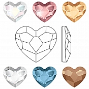 Swarovski 2808 Flatback Heart Hotfix Crystals
