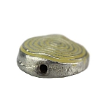 Enamelled Hypnotic Swirl Yellow Round Beads 19mm PK5