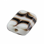 White Rectangle Glass Beads - Black/Gold Pattern 18x15mm