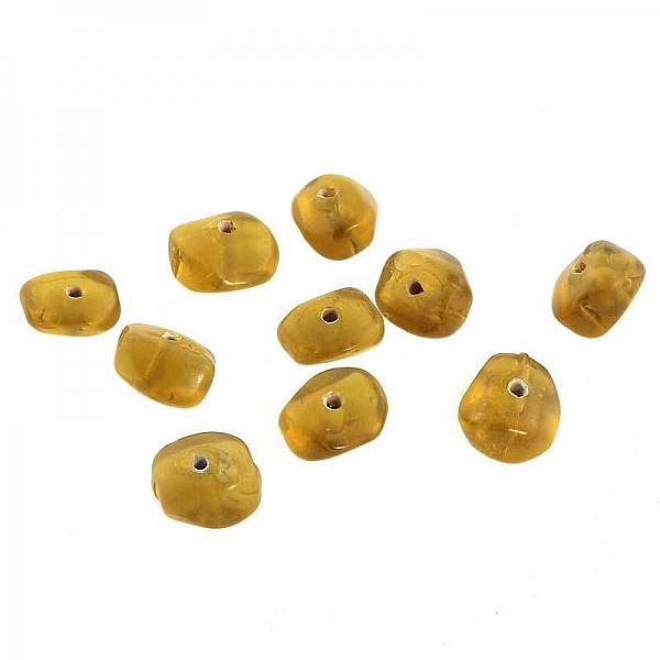Transparent Nugget Brown Glass Beads 10x8mm PK10