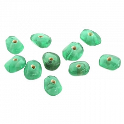 Transparent Nugget Green Glass Beads 10x8mm PK10
