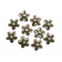 Silver Metal Flower Beads Enamelled Brass 15mm PK10