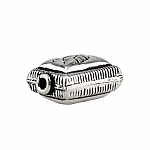 Silver Puffed Rectangle Leaf Design Metal Bead 17mm PK5