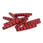 Red Bone Ethnic Hairpipe Tube Bead With Black Stripes 35mm PK10
